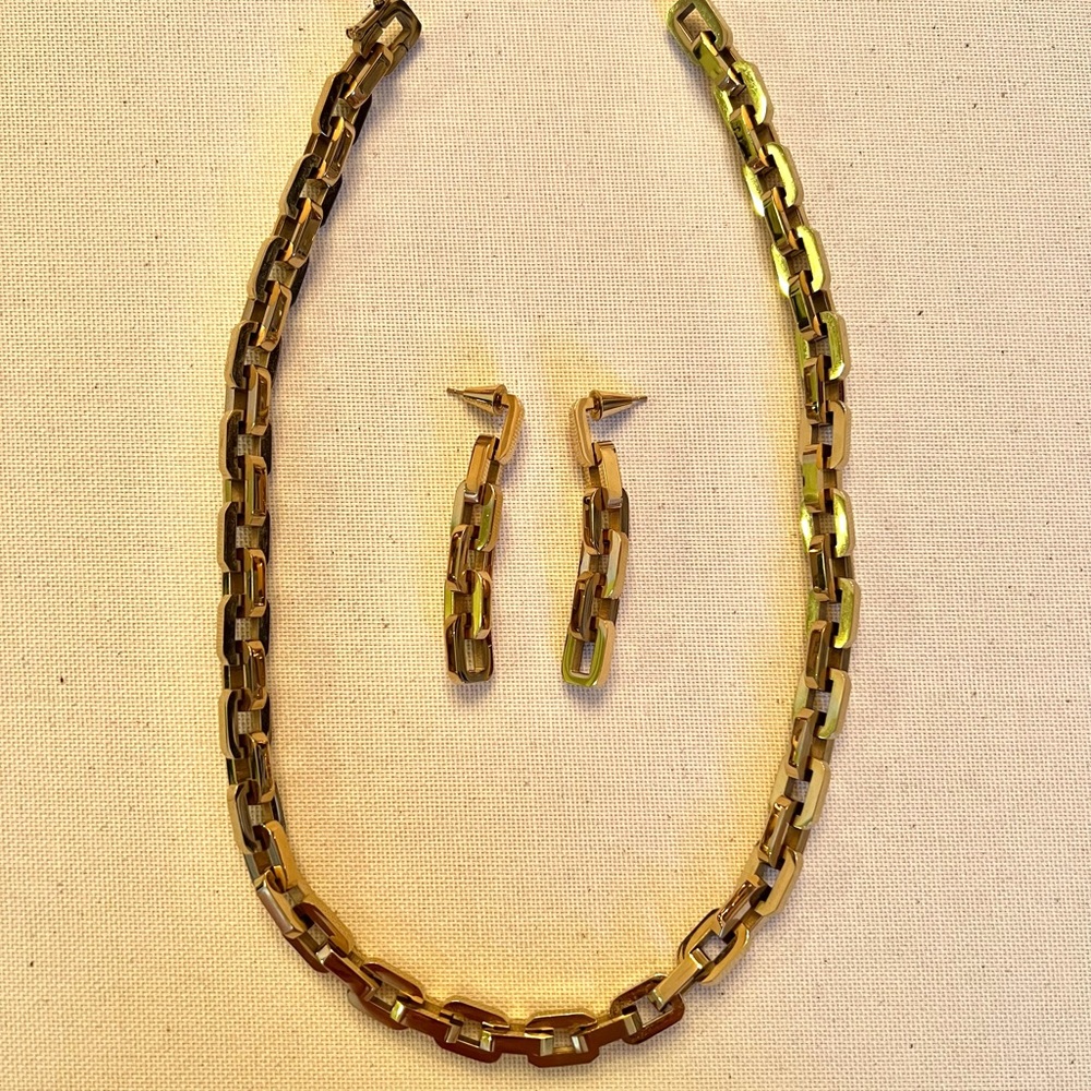 Eddie Borgo Supra Gold Link Necklace & Matching Earrings